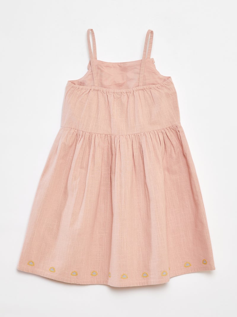 Vestido de corrente e trama com bordados Rosa - Kiabi