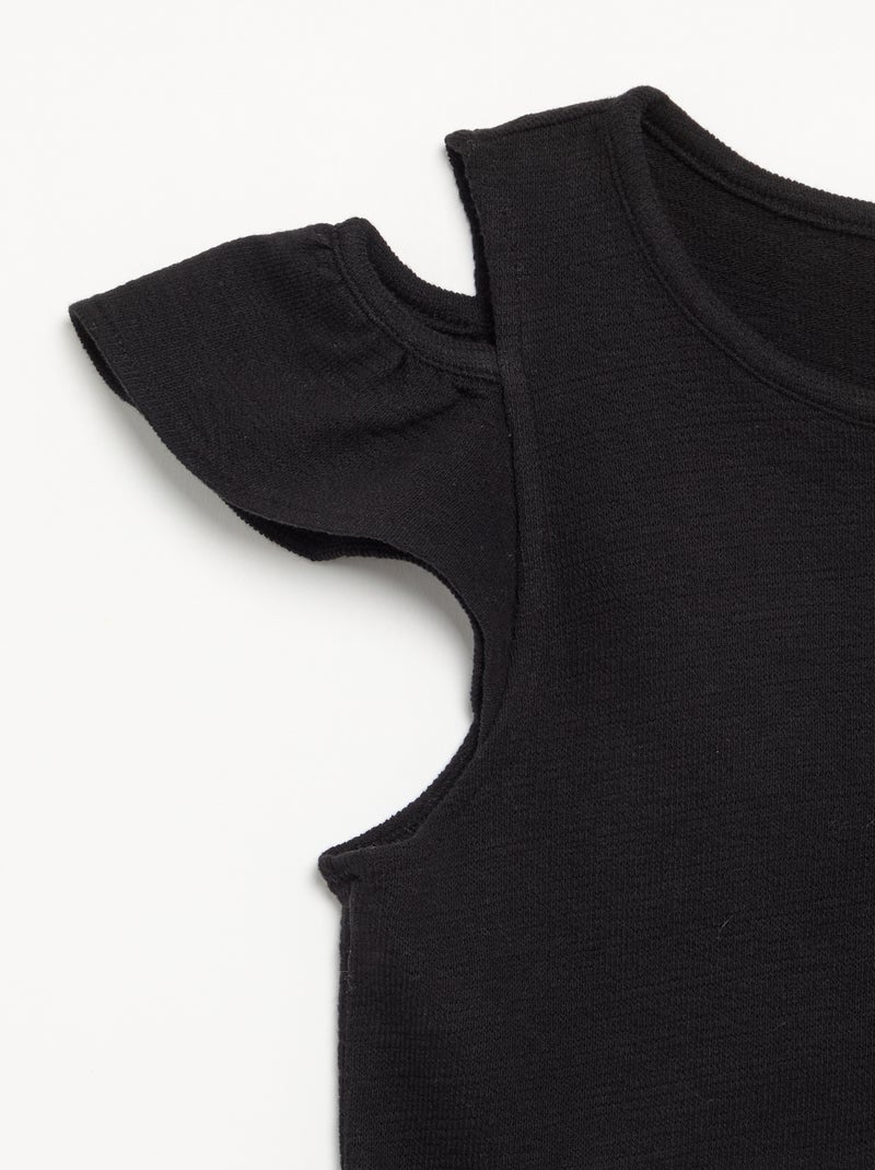 Vestido de corte a meio da coxa com aberturas nos ombros Preto - Kiabi