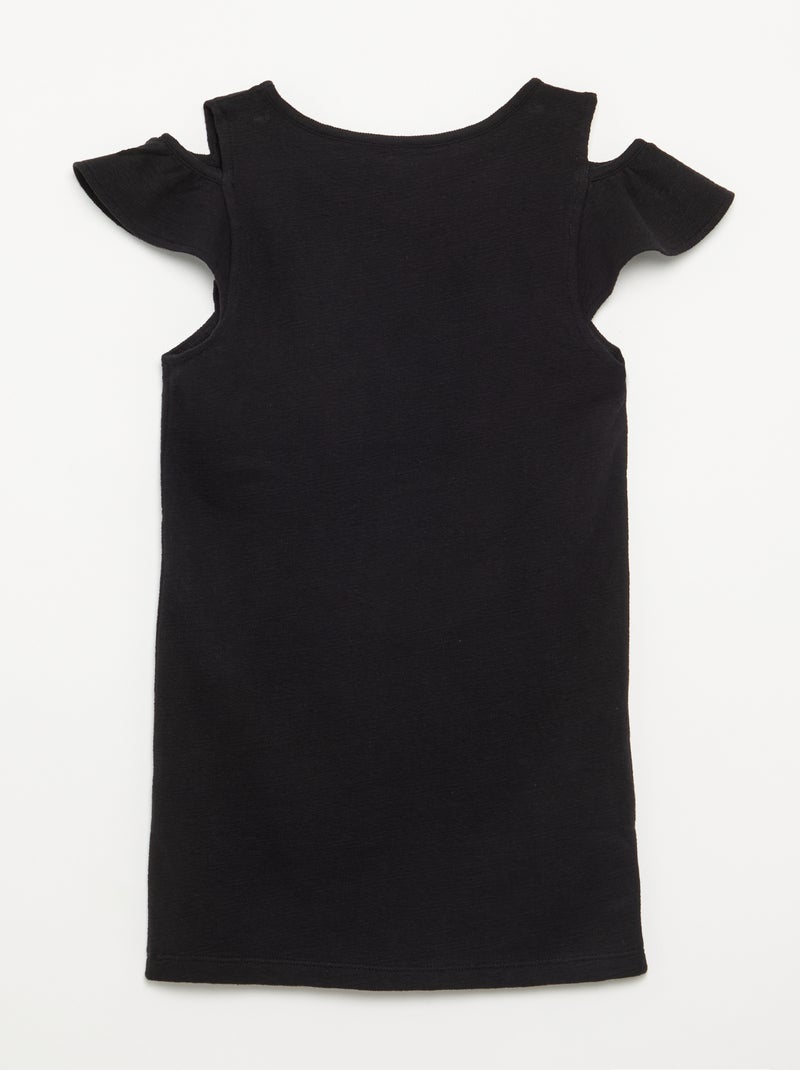 Vestido de corte a meio da coxa com aberturas nos ombros Preto - Kiabi