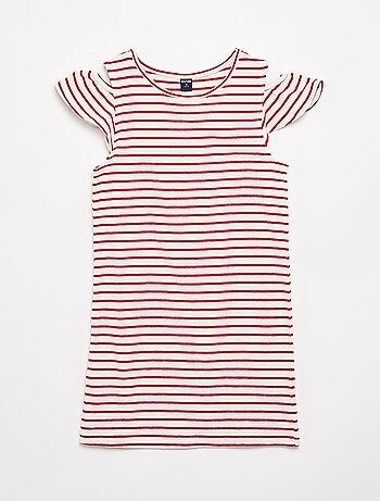 Vestido de corte a meio da coxa com aberturas nos ombros