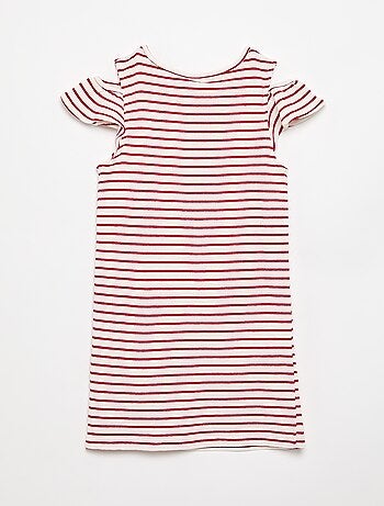 Vestido de corte a meio da coxa com aberturas nos ombros