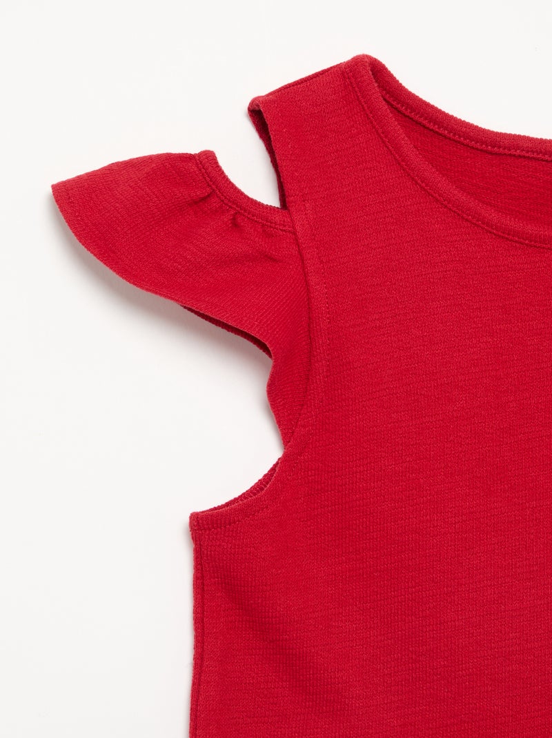 Vestido de corte a meio da coxa com aberturas nos ombros Vermelho - Kiabi