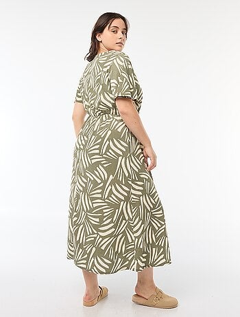 Vestido de corte comprido com motivo e decote em V