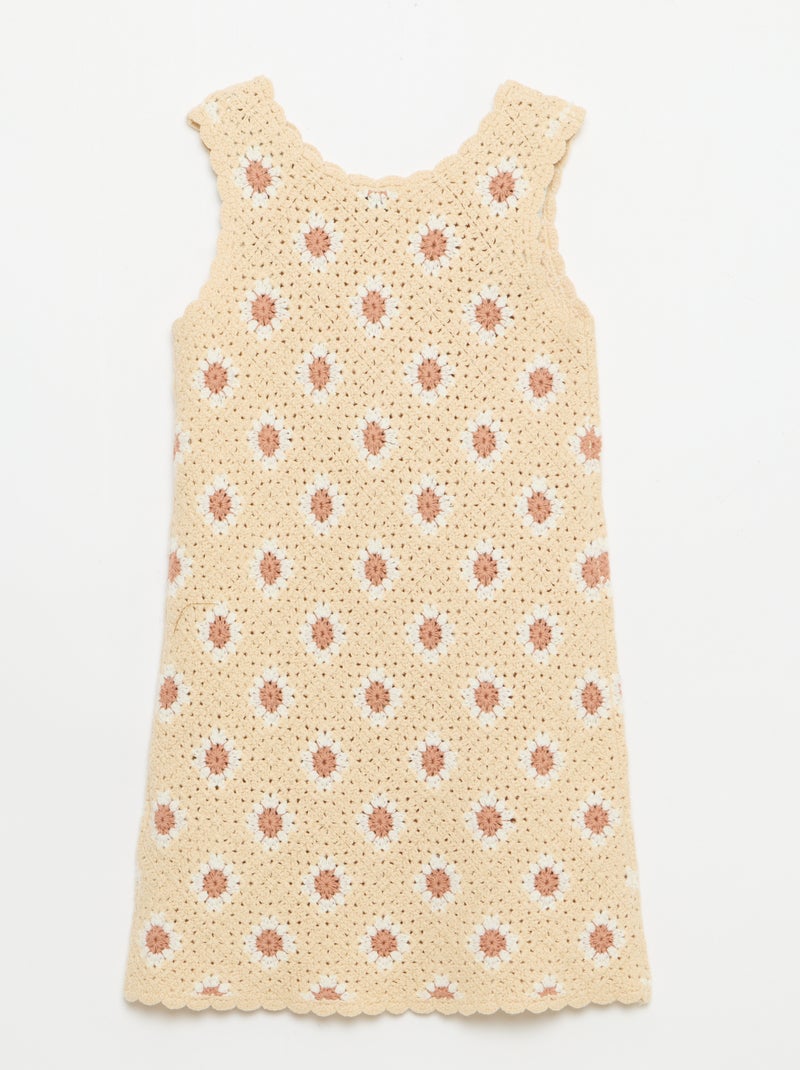 Vestido de croché com padrão Bege - Kiabi