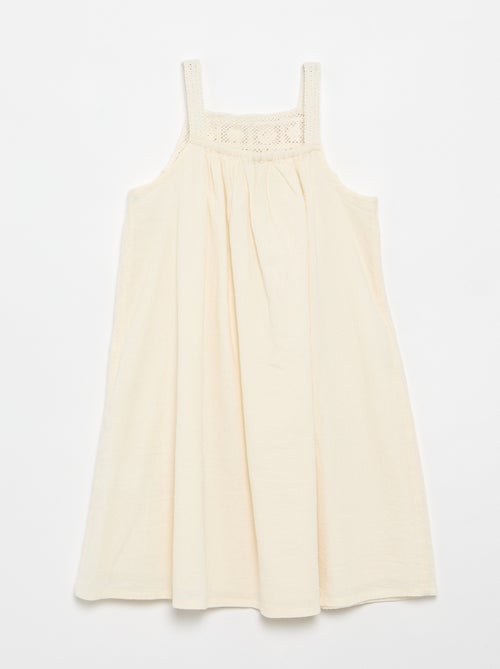 Vestido de croché e tecido crepe - Kiabi