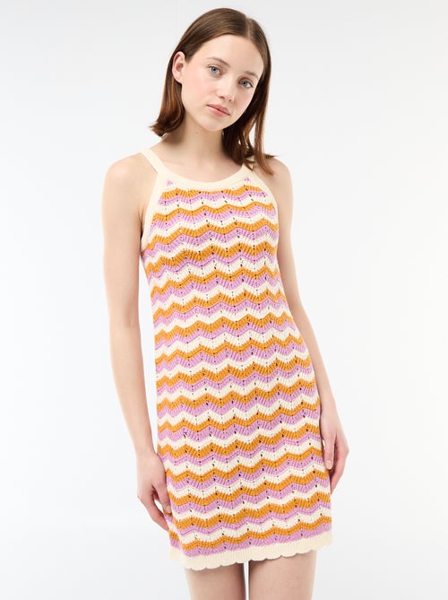 Vestido de crochê tricolor - Kiabi
