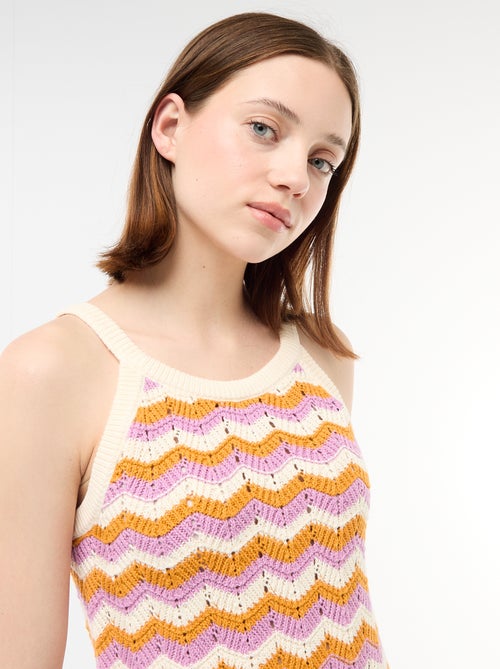 Vestido de crochê tricolor - Kiabi