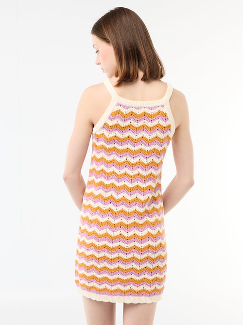 Vestido de crochê tricolor - Kiabi