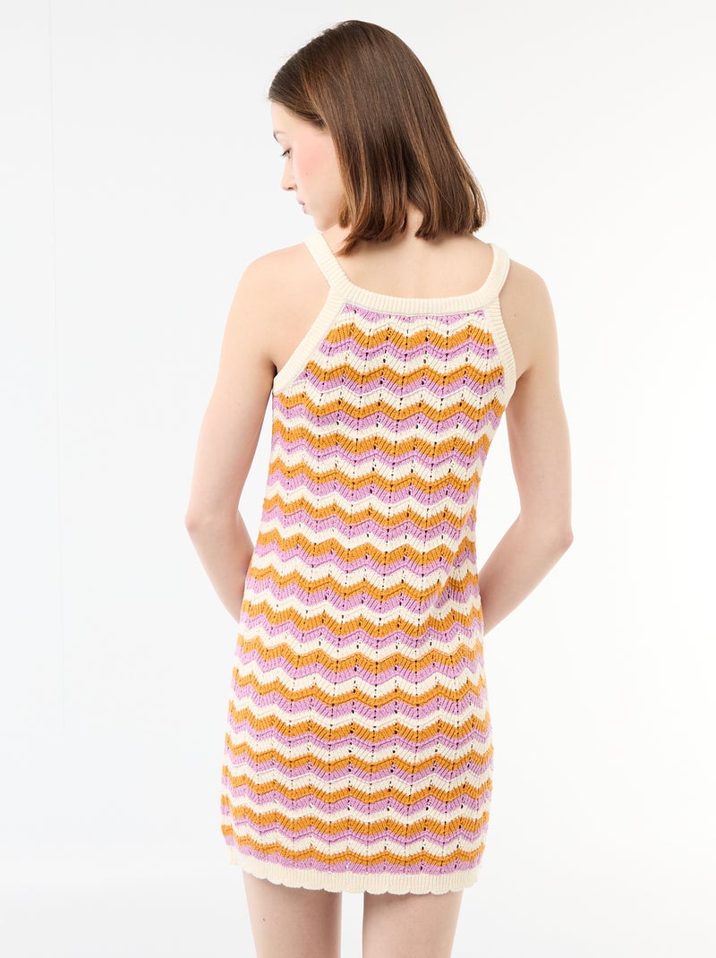Vestido de crochê tricolor Bege - Kiabi