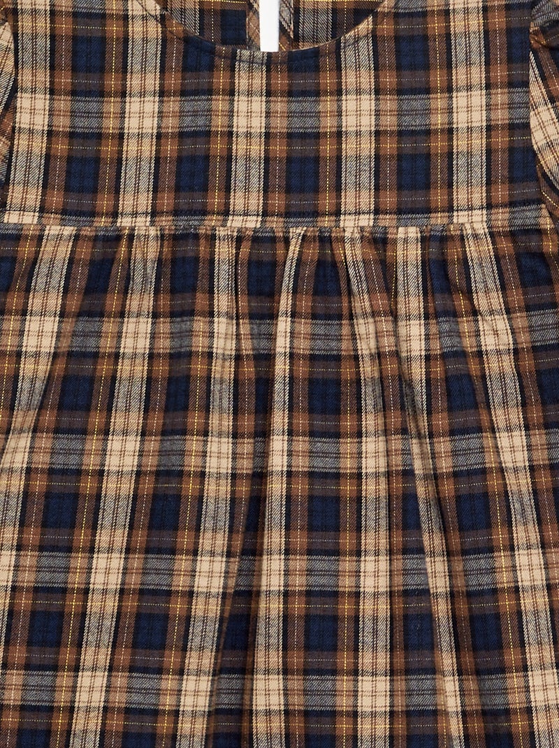 Vestido de flanela de manga comprida Castanho - Kiabi