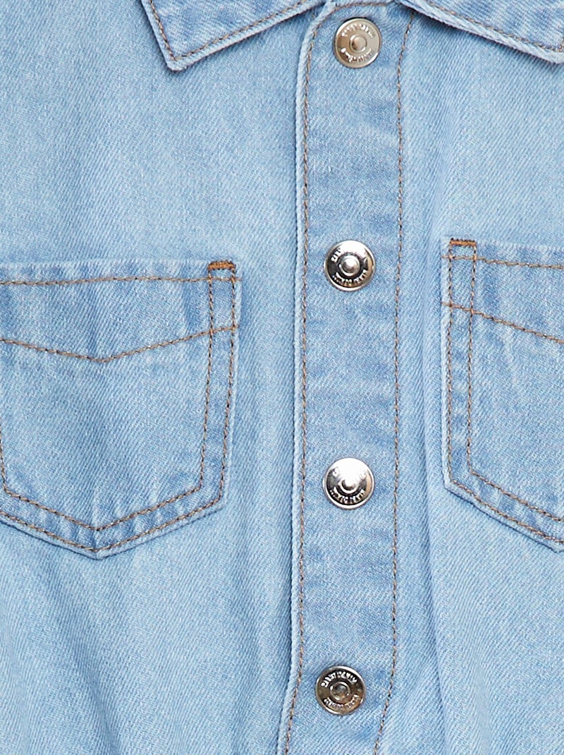 Vestido de ganga com abertura com molas de pressão AZUL - Kiabi