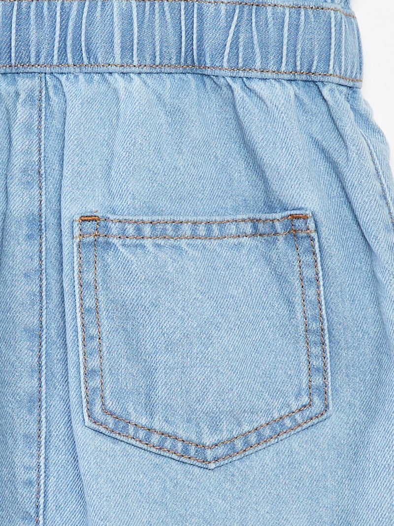 Vestido de ganga com abertura com molas de pressão AZUL - Kiabi