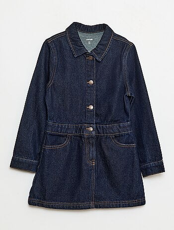 Vestido de ganga com abertura de botões de pressão