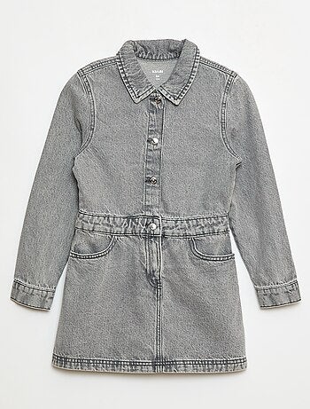 Vestido de ganga com abertura de botões de pressão