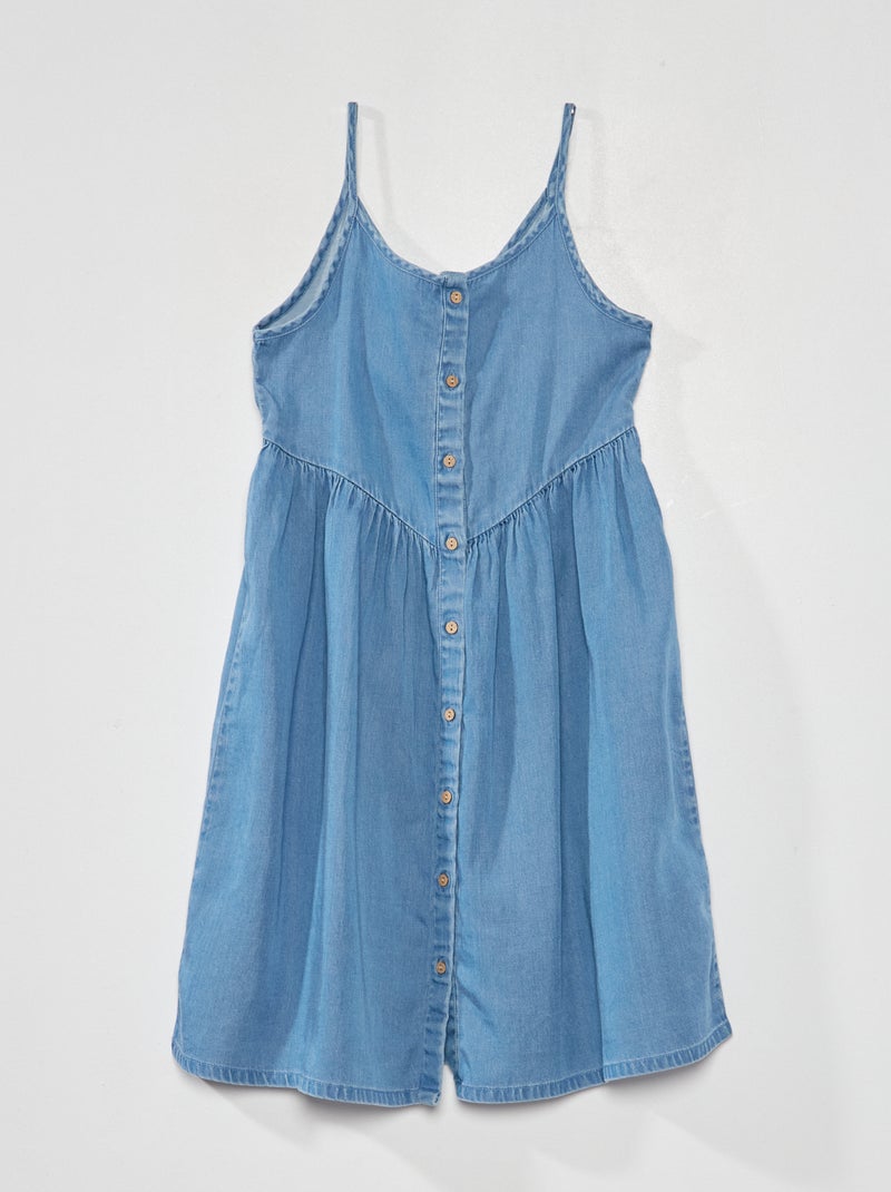 Vestido de ganga com alças finas AZUL - Kiabi