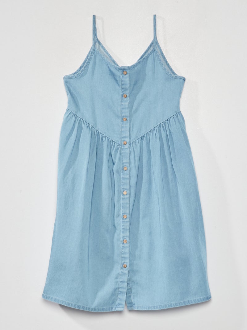 Vestido de ganga com alças finas Azul - Kiabi