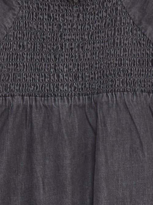 Vestido de ganga com bordado inglês - Kiabi