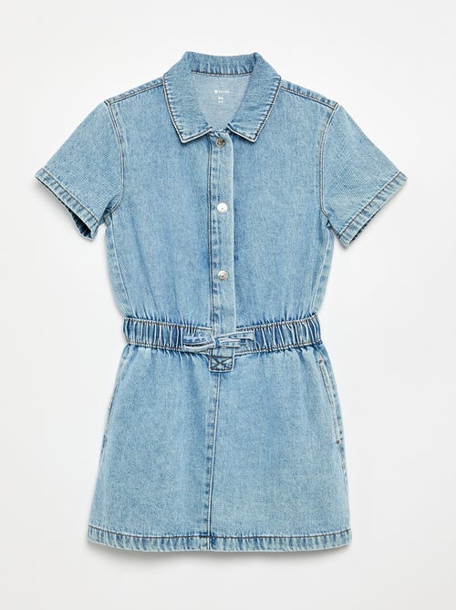 Vestido de ganga com corte de camisa - Kiabi