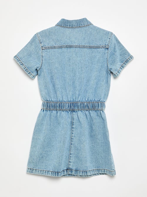 Vestido de ganga com corte de camisa - Kiabi
