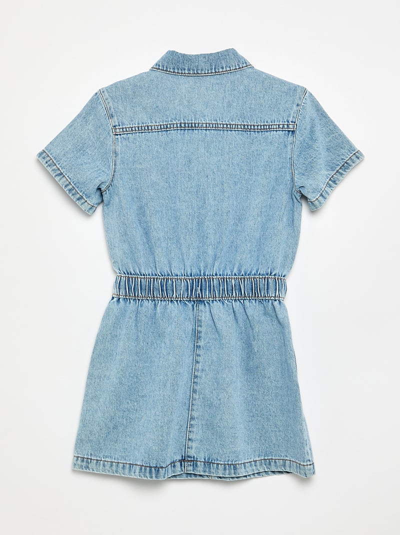Vestido de ganga com corte de camisa Azul - Kiabi