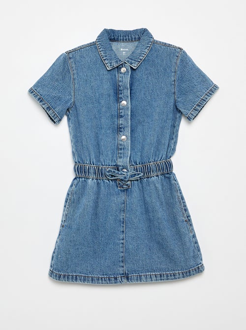 Vestido de ganga com corte de camisa - Kiabi