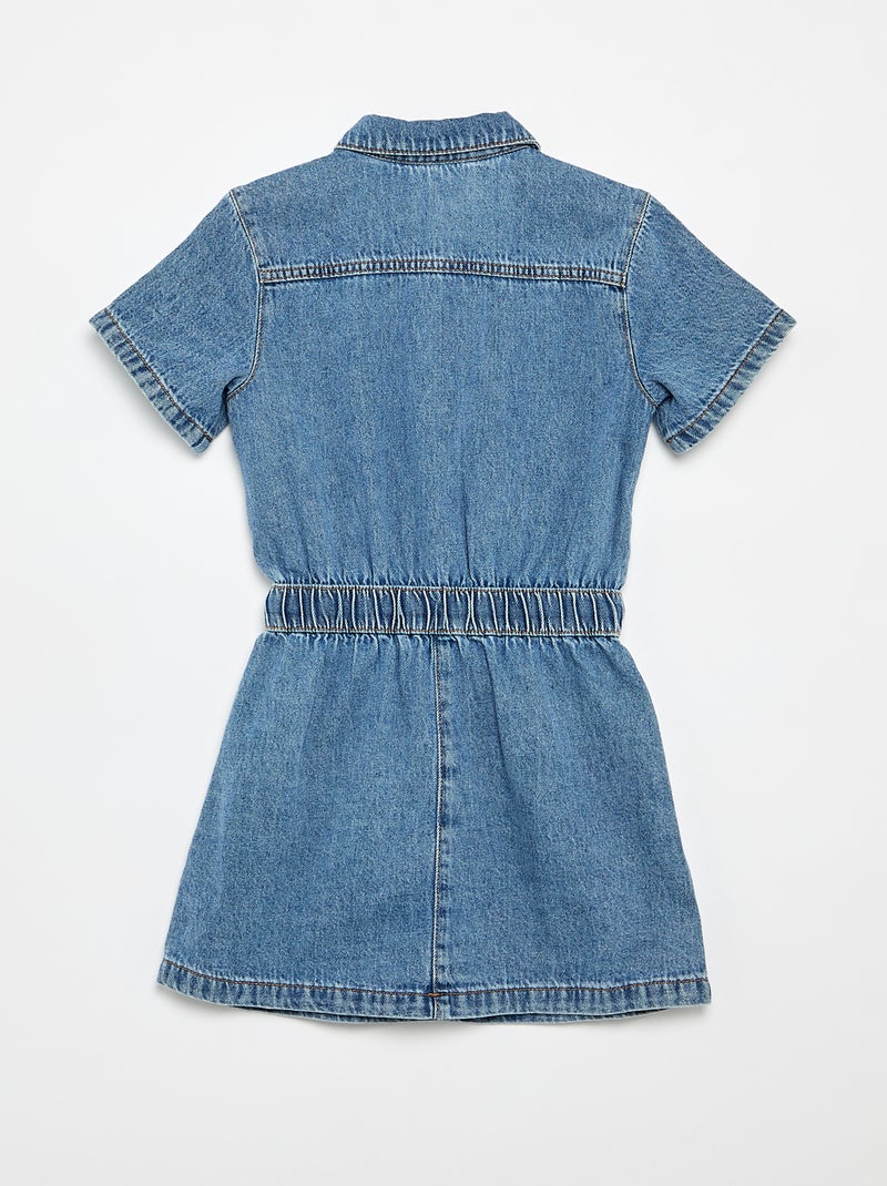 Vestido de ganga com corte de camisa Azul - Kiabi