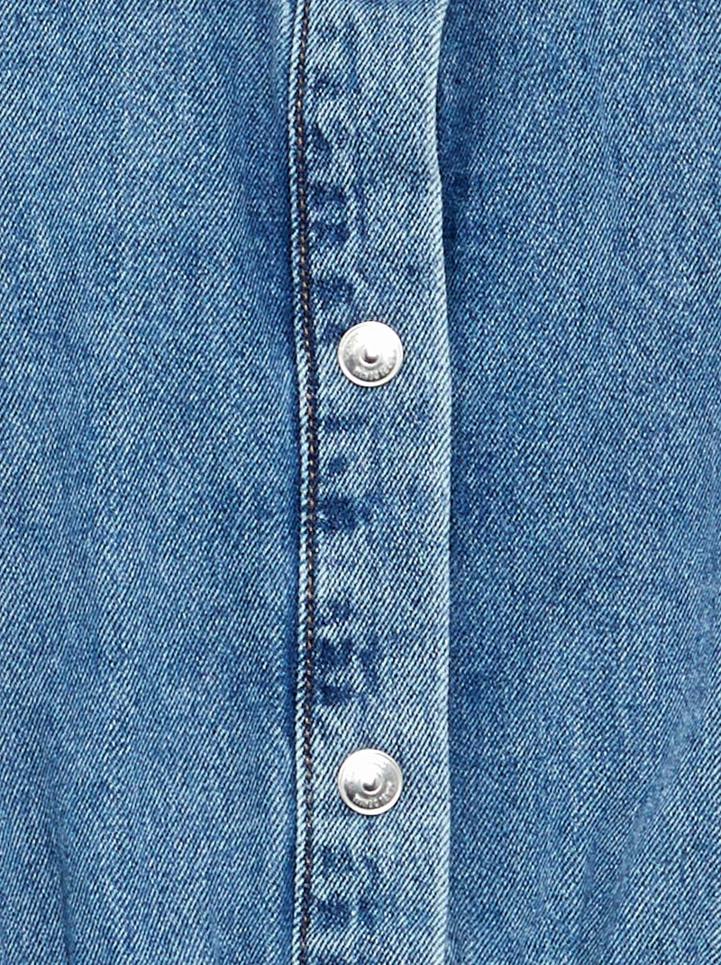 Vestido de ganga com corte de camisa Azul - Kiabi