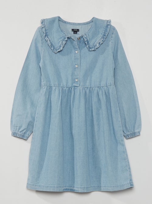 Vestido de ganga com gola claudine - Kiabi