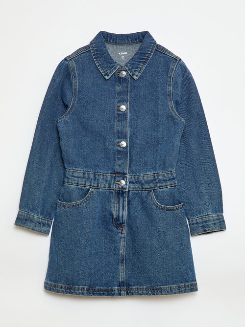 Vestido de ganga com gola de camisa - Kiabi