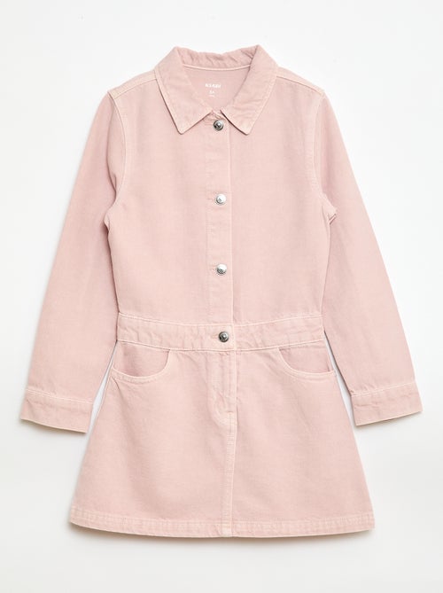 Vestido de ganga com gola de camisa - Kiabi