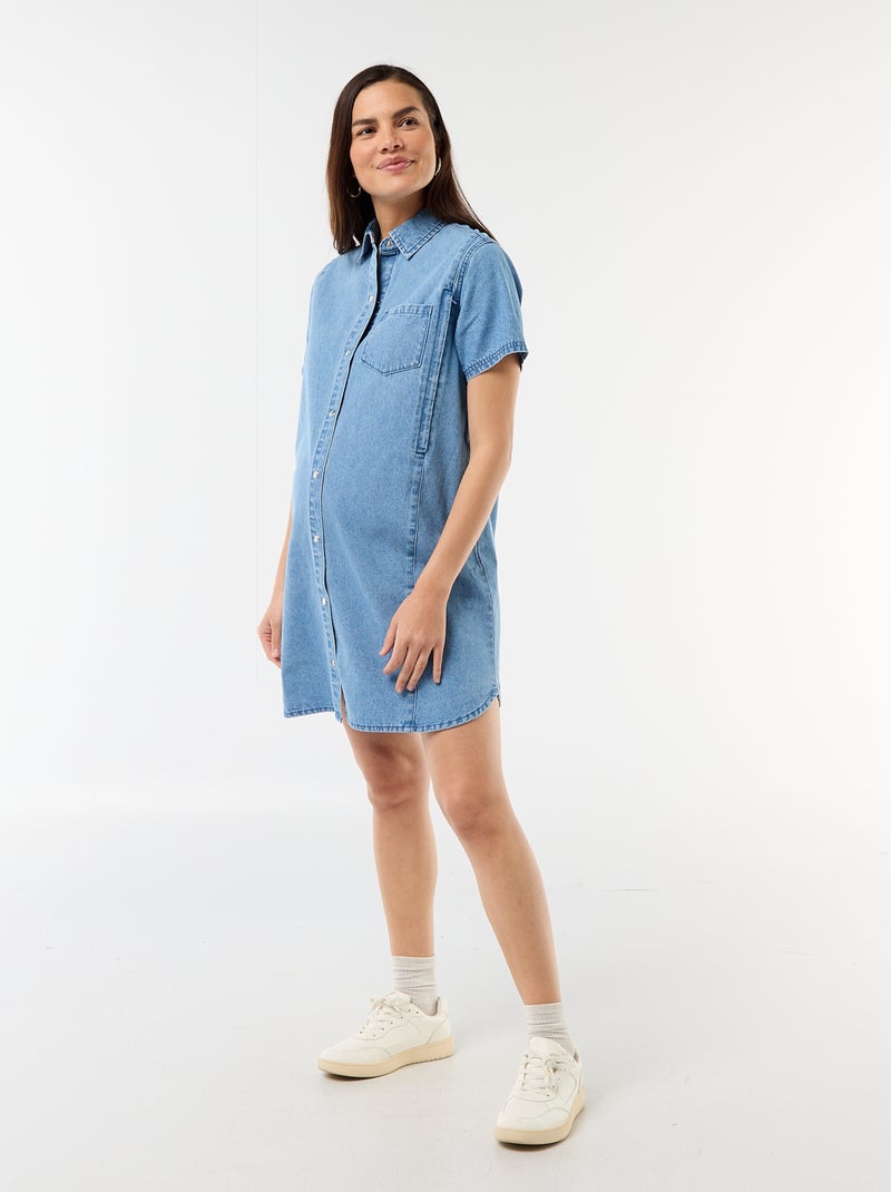 Vestido de ganga de amamentação com corte de jardineira Azul - Kiabi