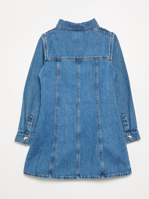 Vestido de ganga de manga comprida e gola de camisa - Kiabi