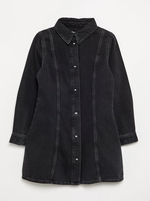 Vestido de ganga de manga comprida e gola de camisa - Kiabi