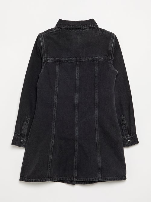 Vestido de ganga de manga comprida e gola de camisa - Kiabi