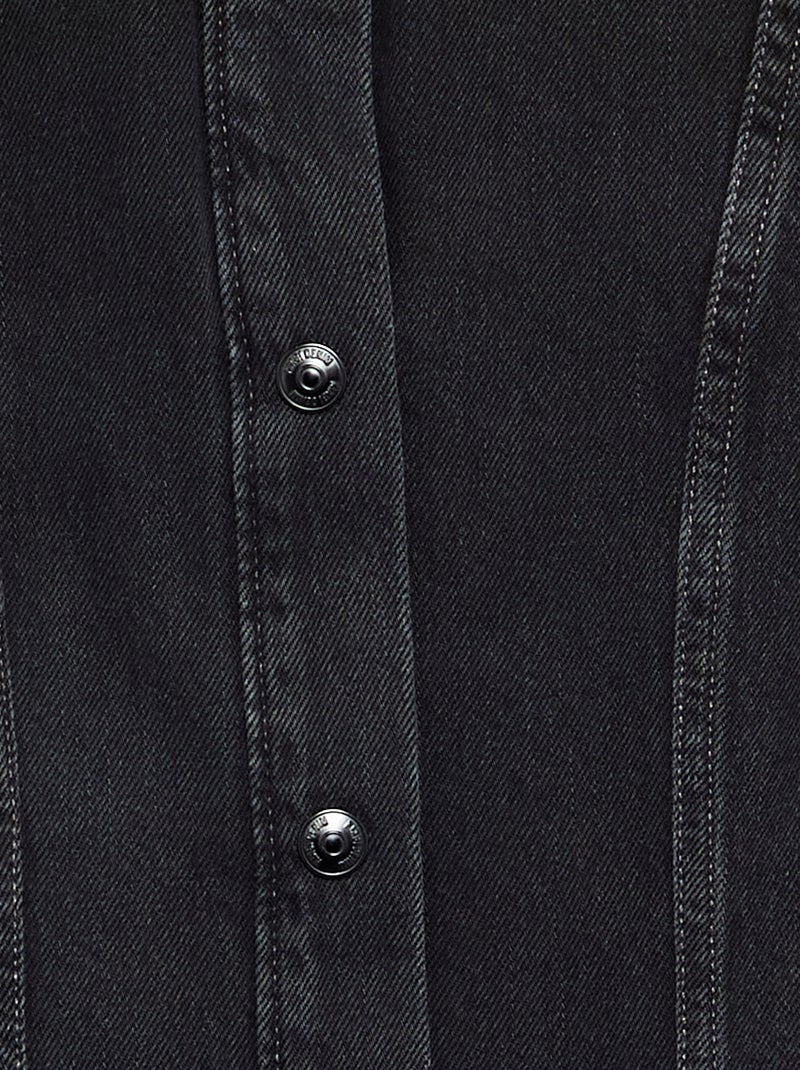 Vestido de ganga de manga comprida e gola de camisa Cinza - Kiabi