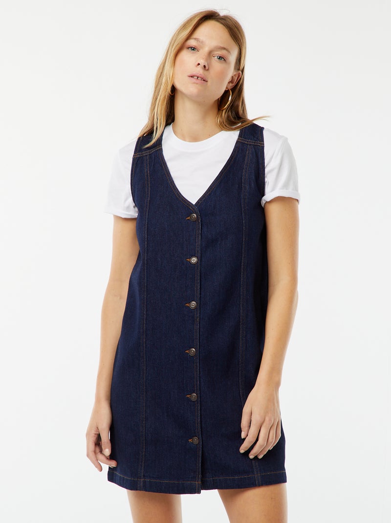 Vestido de ganga sem mangas Azul - Kiabi