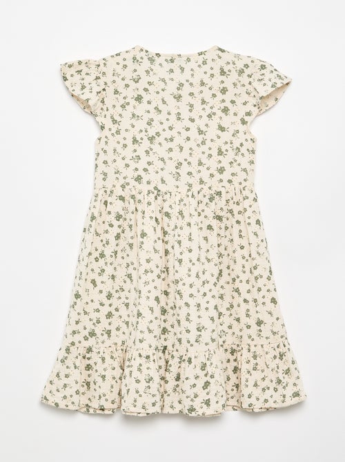 Vestido de gaze de algodão estampado - Kiabi