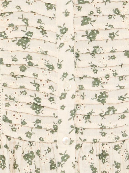 Vestido de gaze de algodão estampado - Kiabi