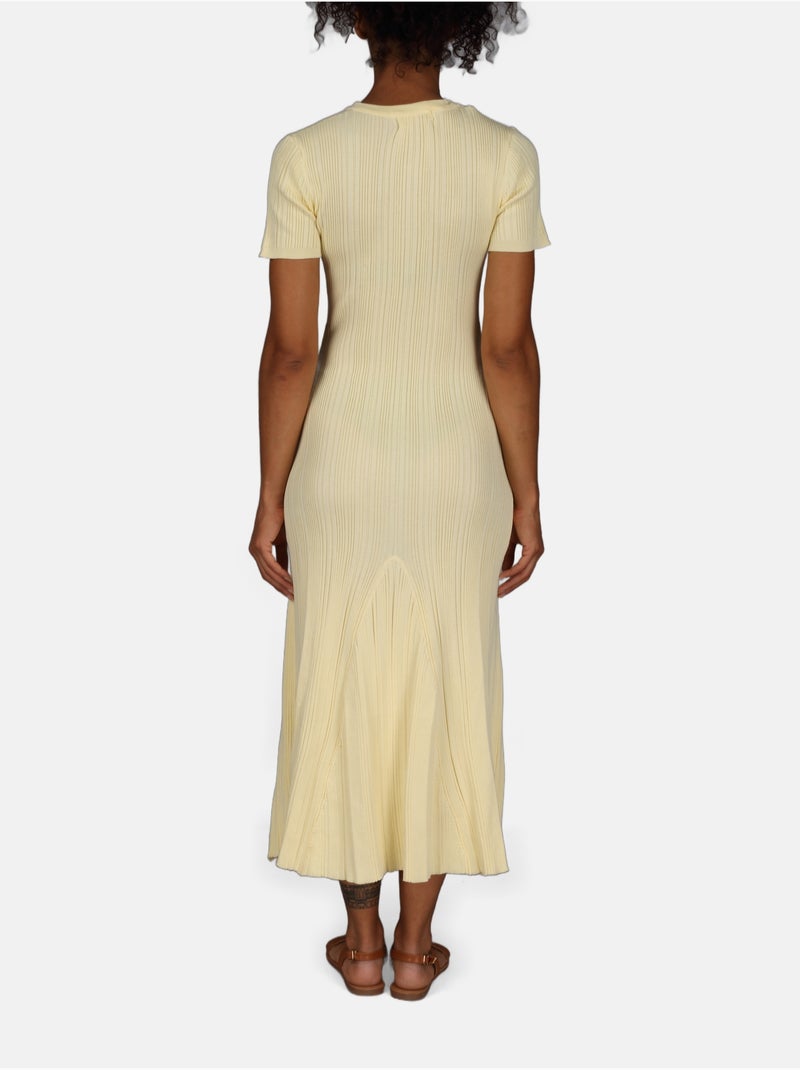Vestido de gola redonda Amarelo - Kiabi