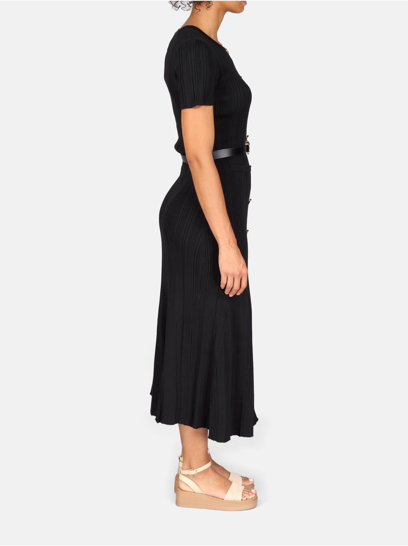 Vestido de gola redonda Preto - Kiabi