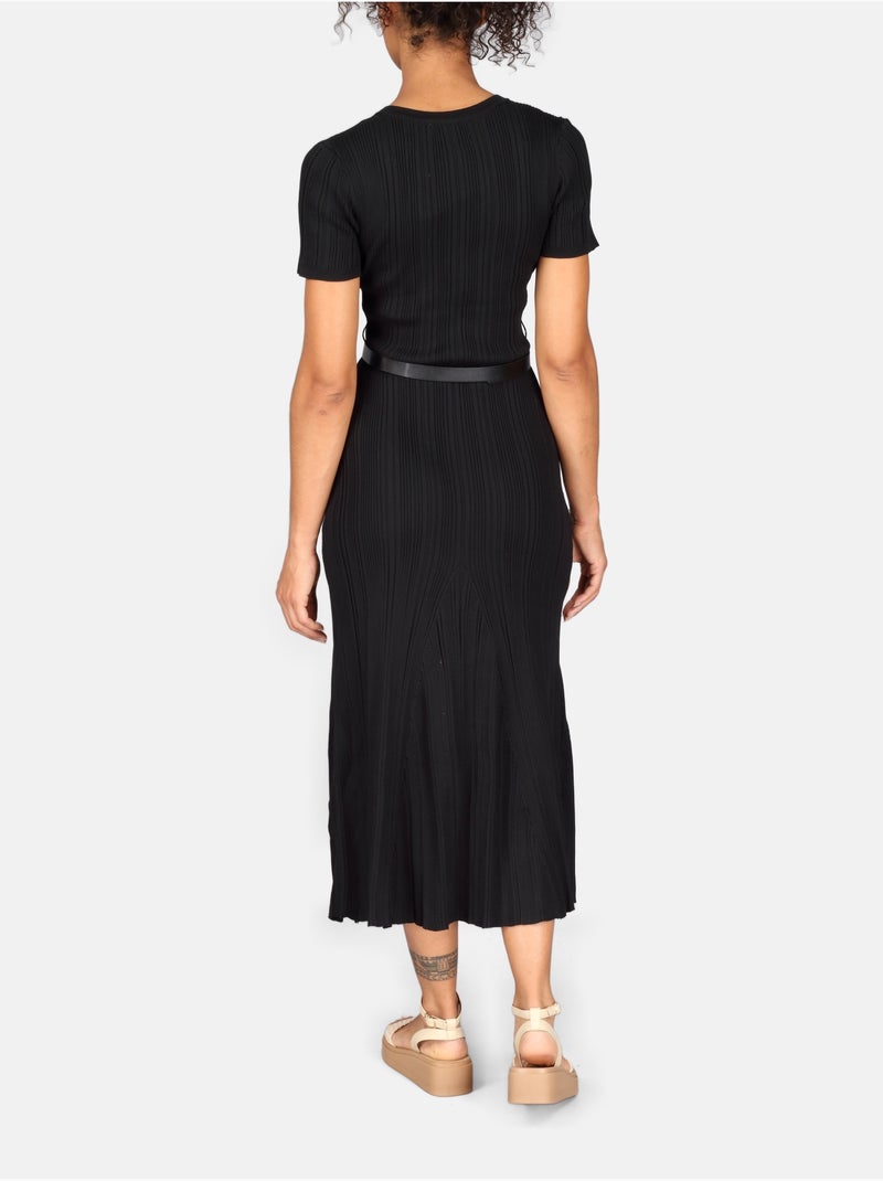 Vestido de gola redonda Preto - Kiabi