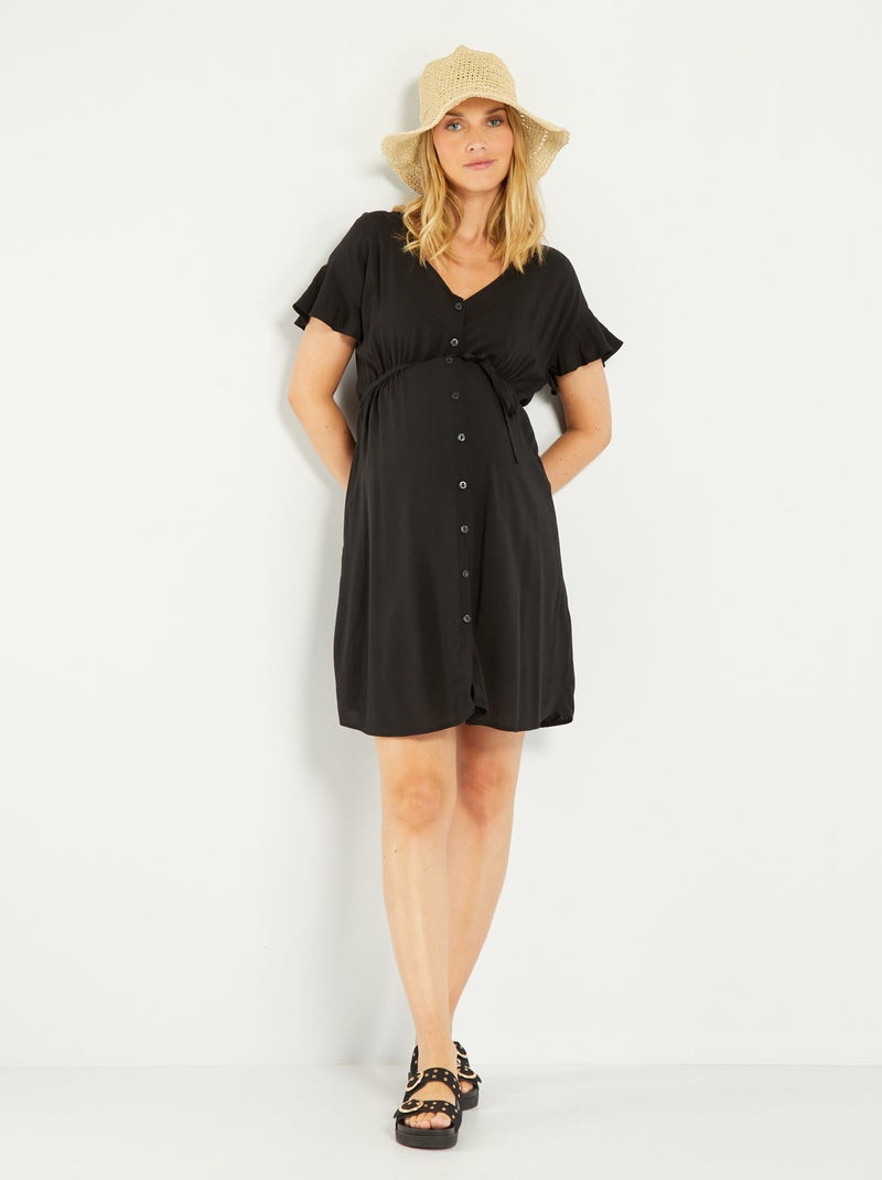 Vestido de grávida a direito liso Preto - Kiabi