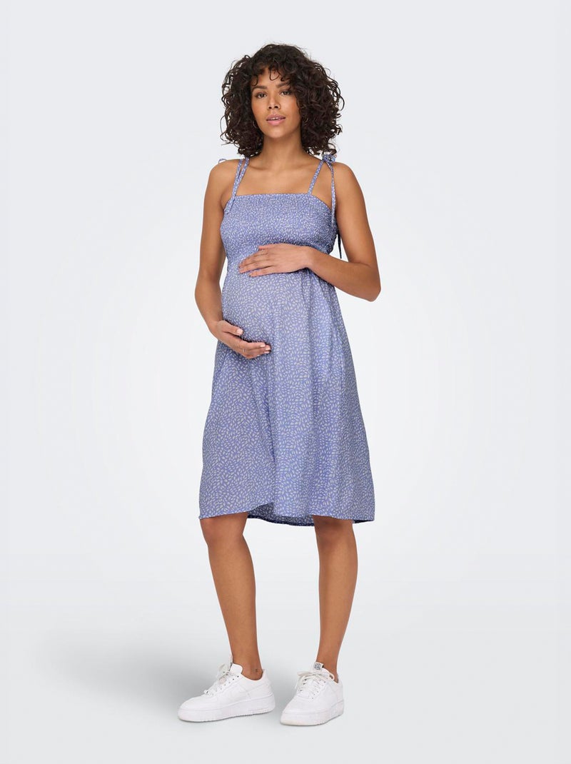 Vestido de grávida com alças finas AZUL - Kiabi