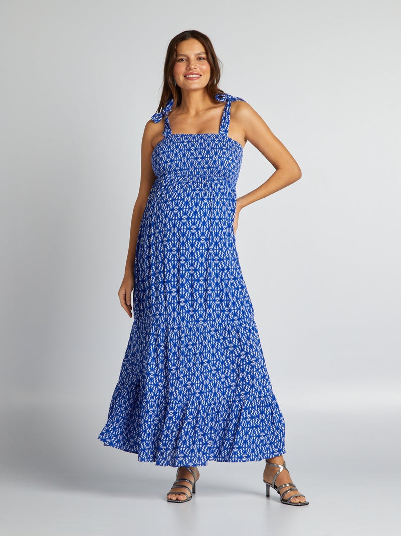 Vestido de grávida com corte comprido AZUL - Kiabi