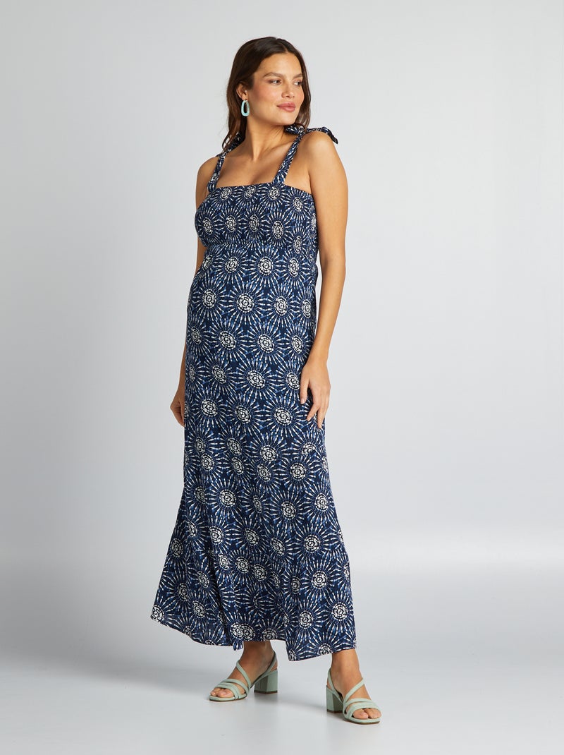 Vestido de grávida com corte comprido AZUL - Kiabi