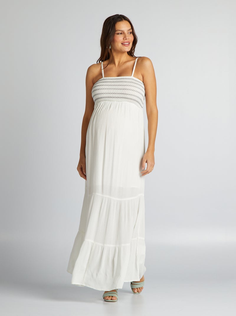 Vestido de grávida com corte comprido Branco - Kiabi