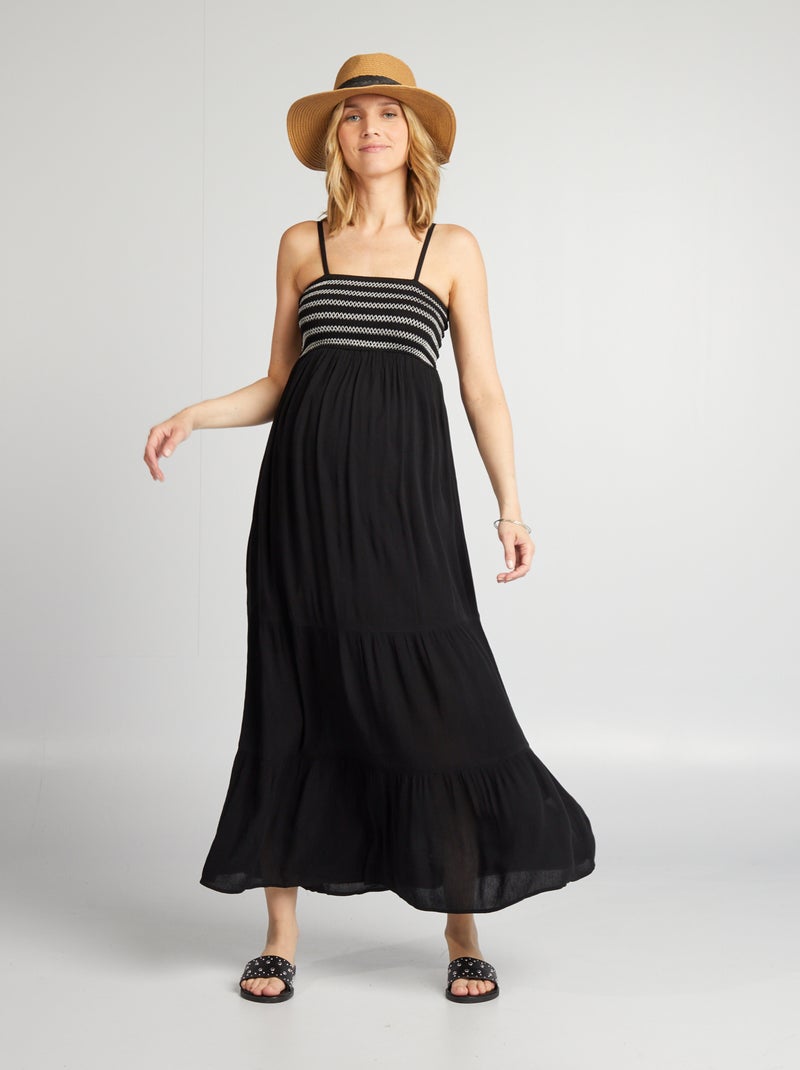 Vestido de grávida com corte comprido Preto - Kiabi