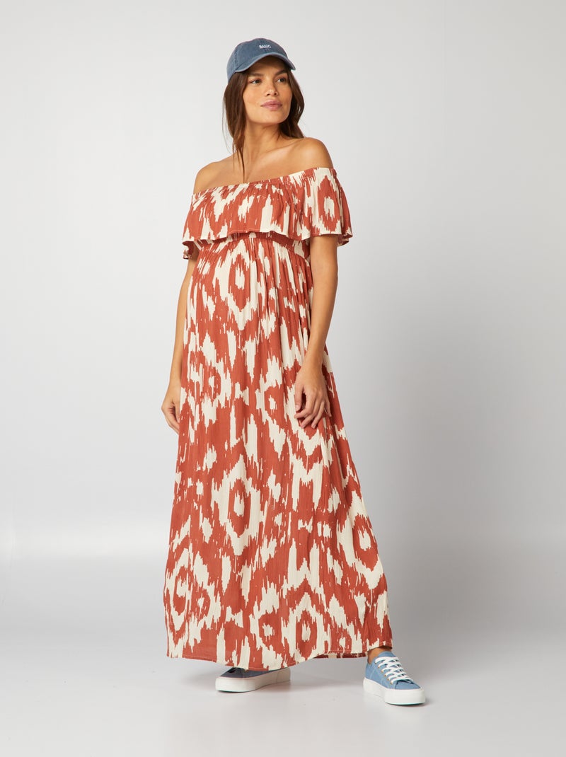 Vestido de grávida com gola Bardot VERMELHO - Kiabi