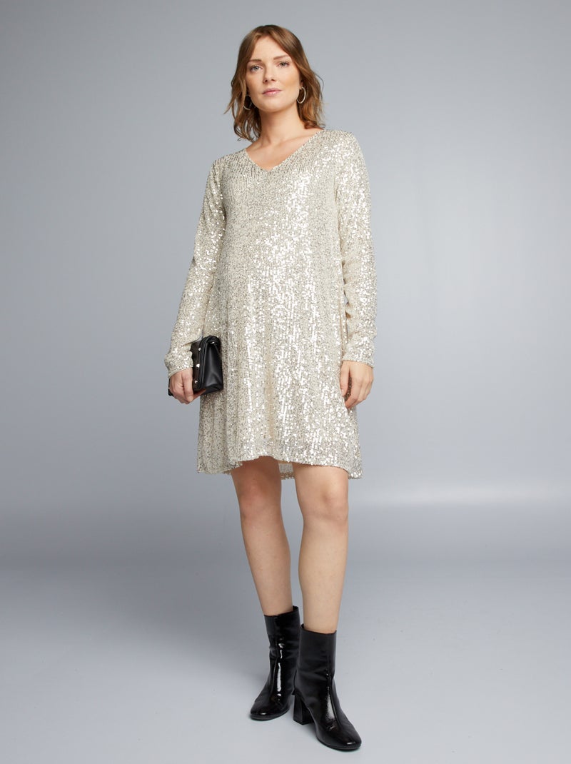 Vestido de grávida com lantejoulas AMARELO - Kiabi