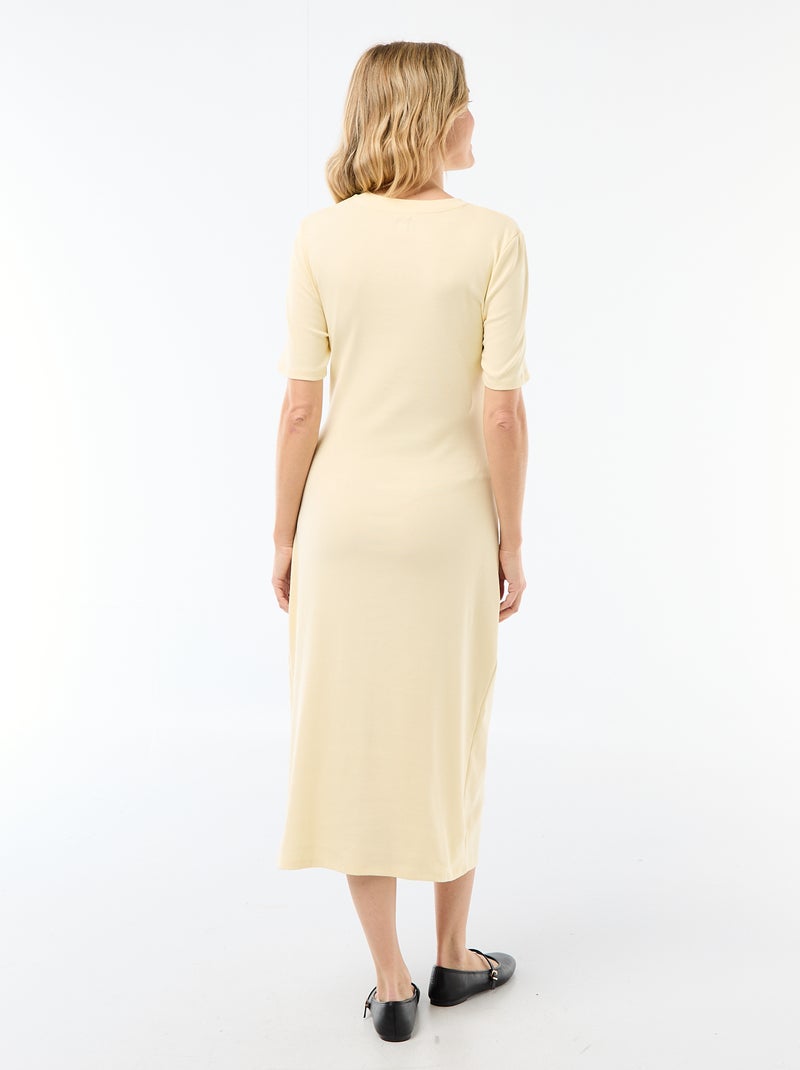 Vestido de grávida com torcido frontal Amarelo - Kiabi